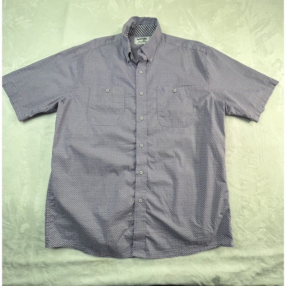Wrangler George Strait Mens L Shirt Purple Button‎ Down Short Sleeve